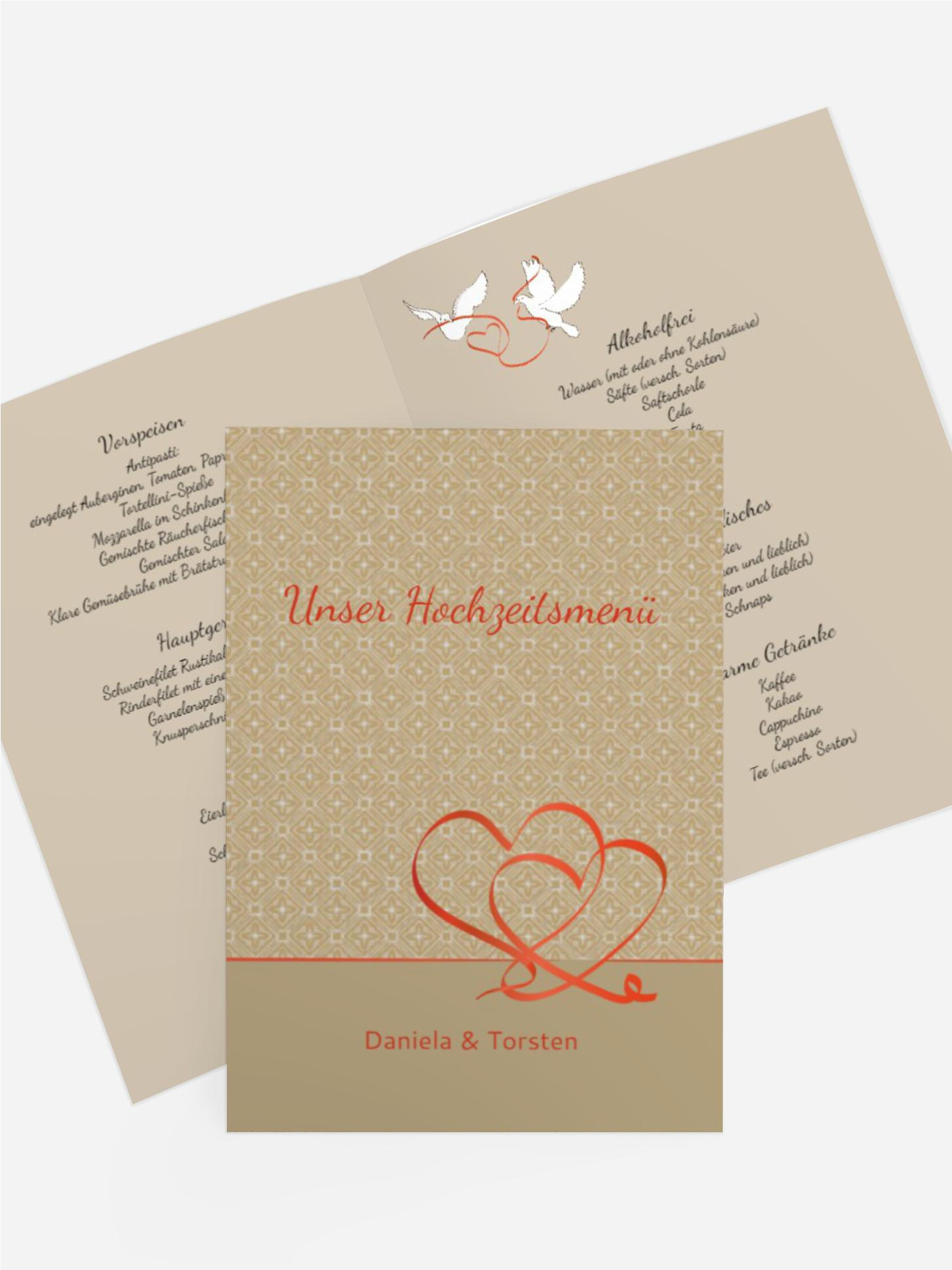 Menükarte Turteltäubchen