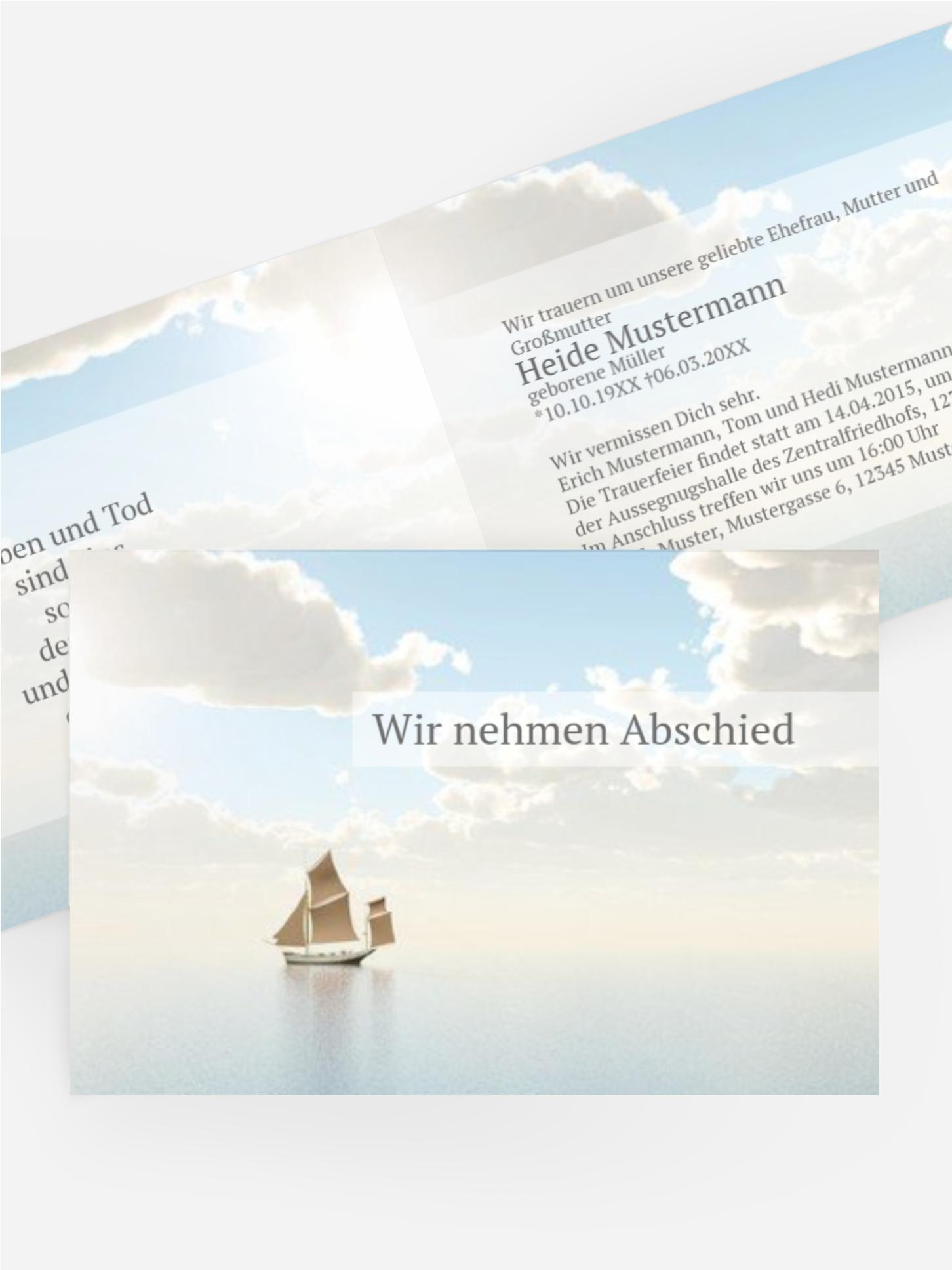 Trauerkarte Schiff quer