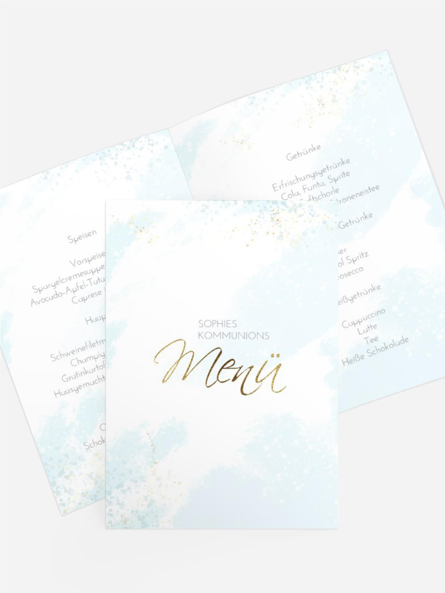 Menükarte Kommunion Ein Hauch Von Zärtlichkeit