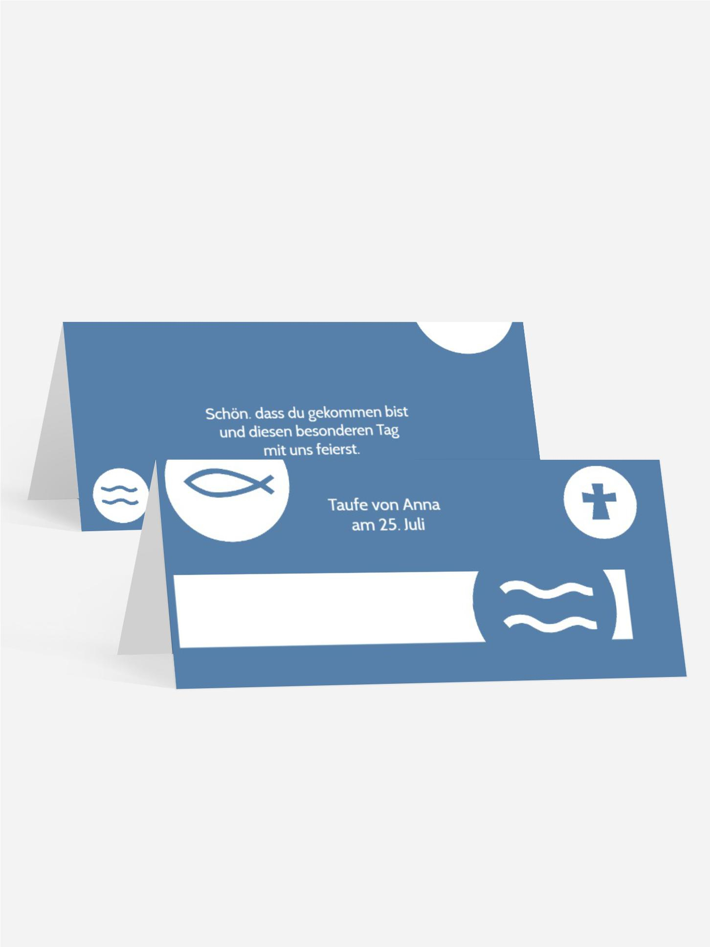 Tischkarte Taufe Taufsymbole
