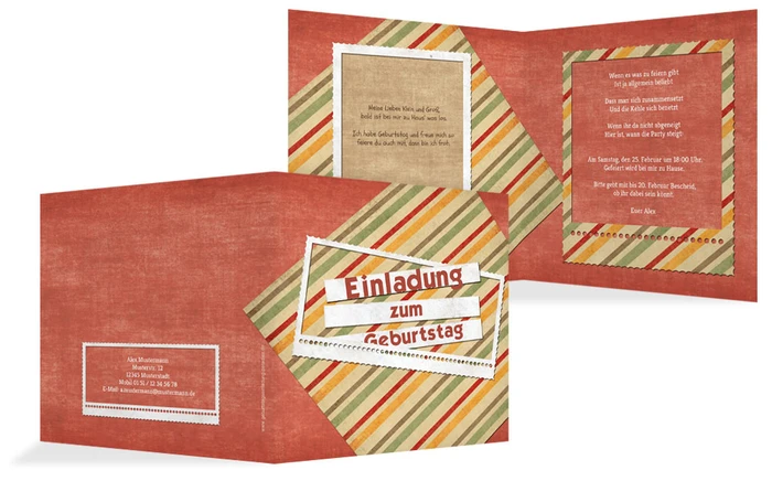 Einladungskarte für Jugendliche color stripes