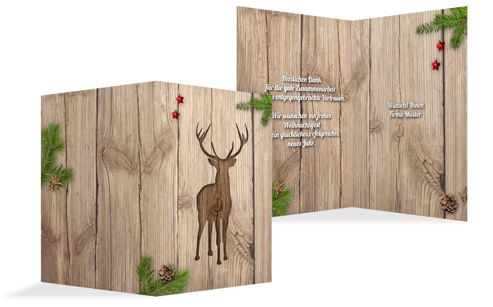 Weihnachts Grußkarte geschäftlich Holztisch