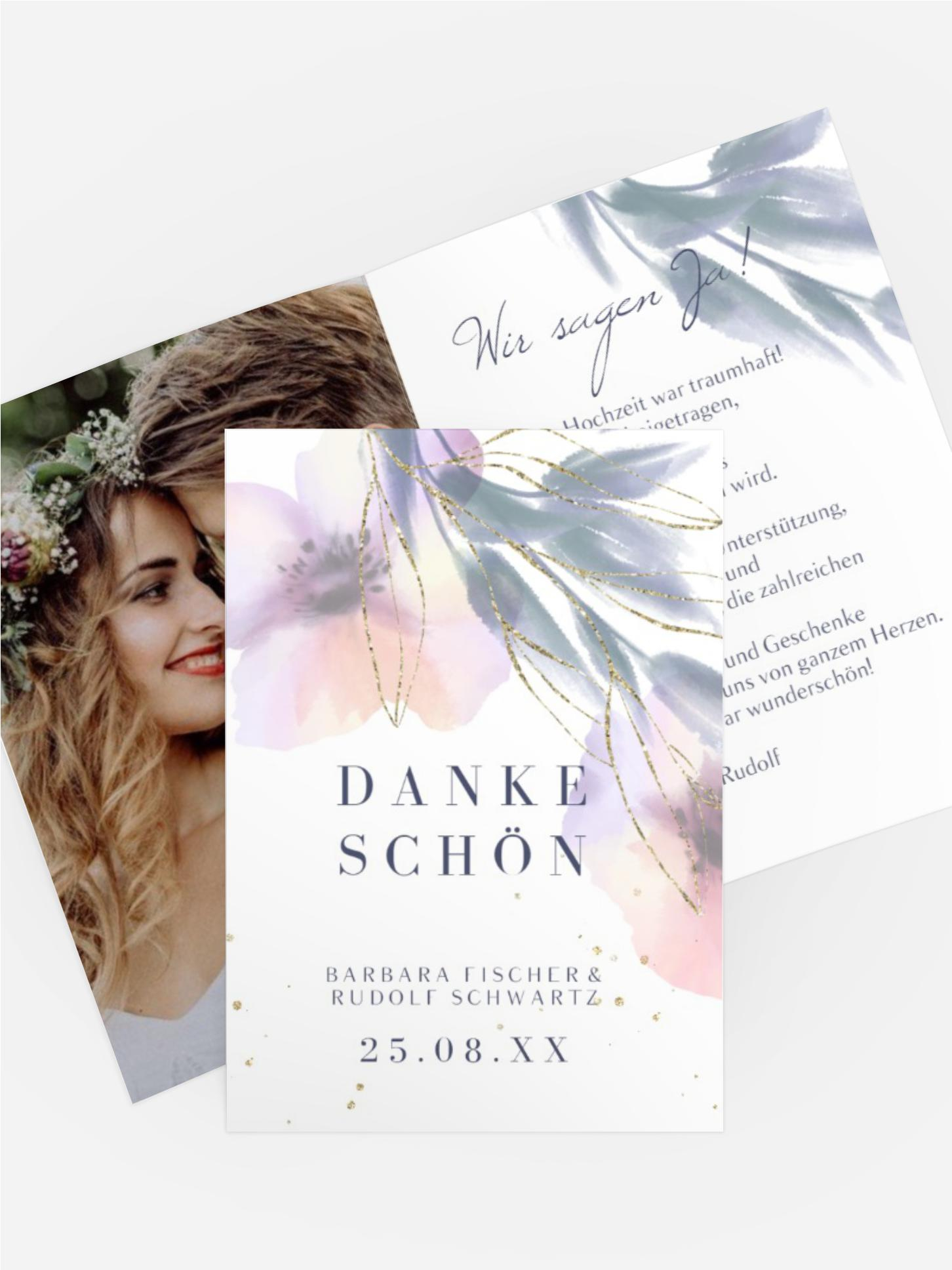 Dankeskarte Edle Aquarell Blumen