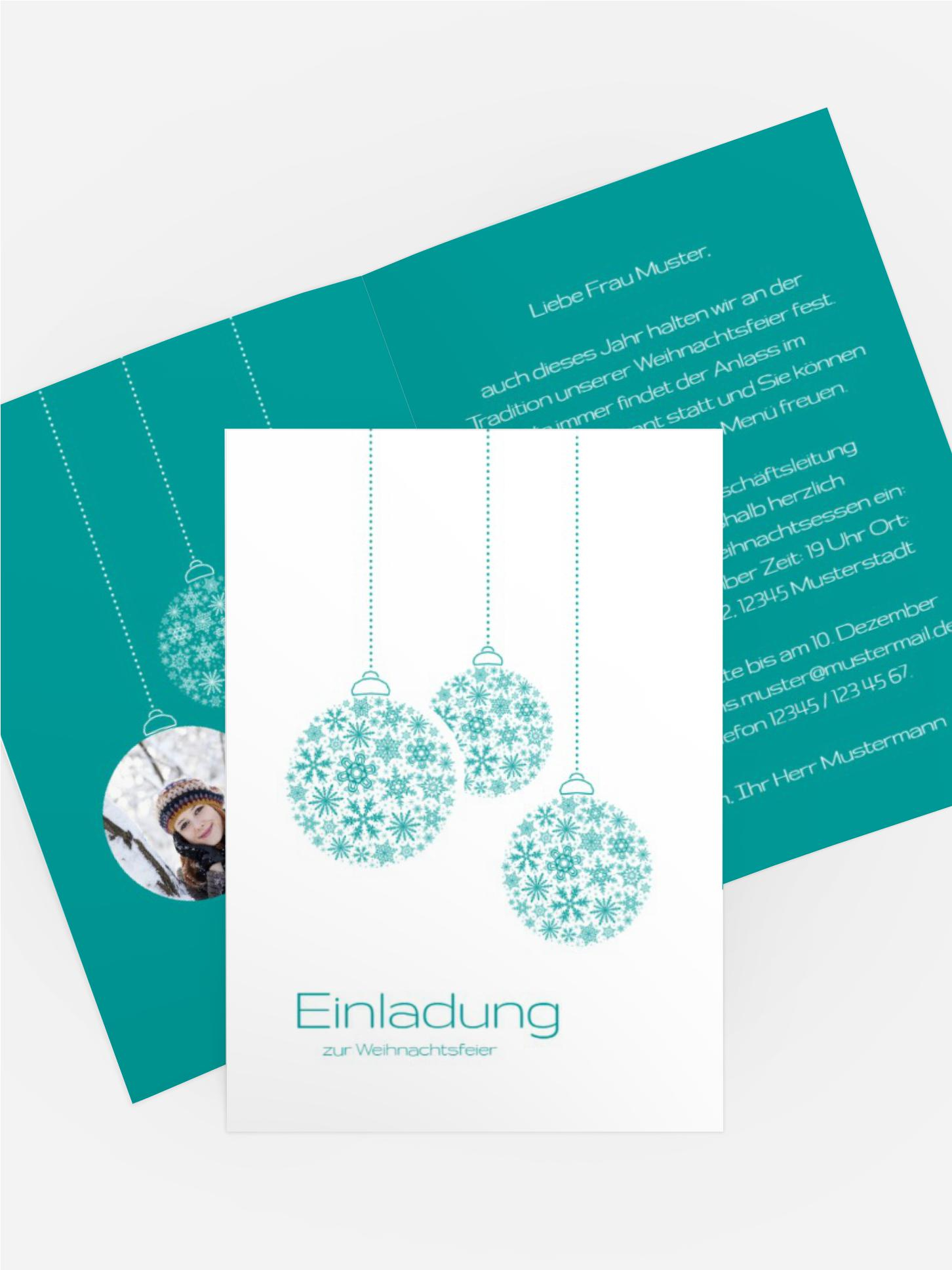 Weihnachtseinladung Geschäft Kugeln