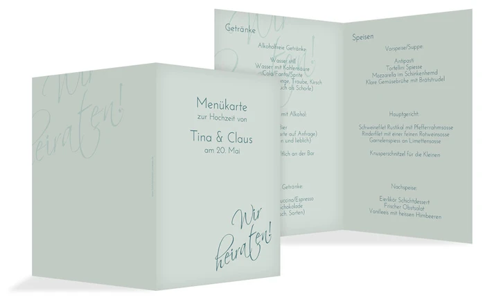 Menuekarte Liebesbotschaft