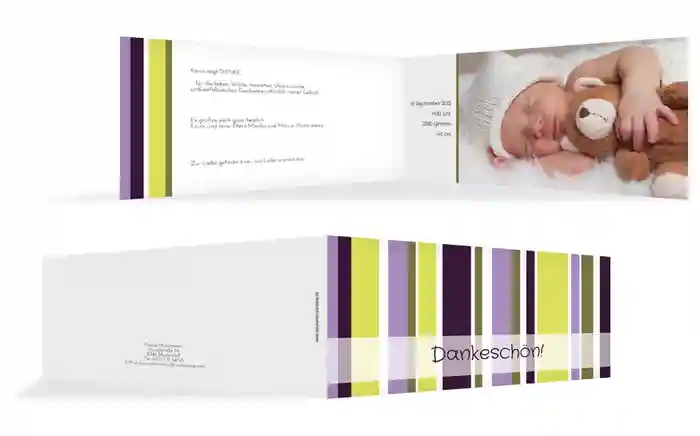 Dankeskarte zur Geburt Zweifarbklang