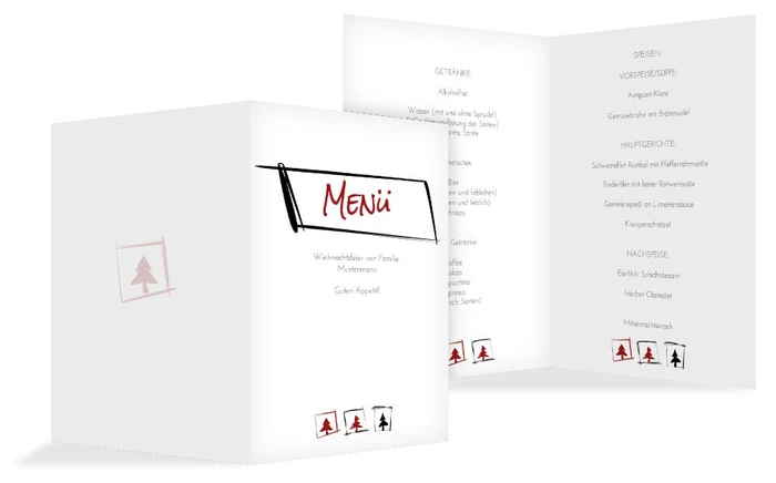 Weihnachts Menükarte Bäumchenbild