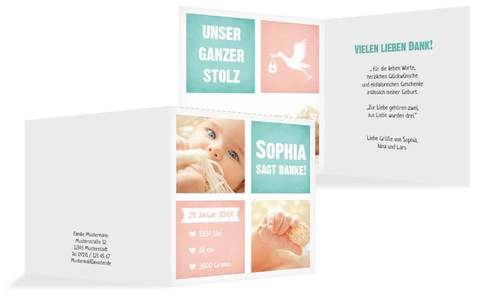 Dankeskarte zur Geburt Stolz