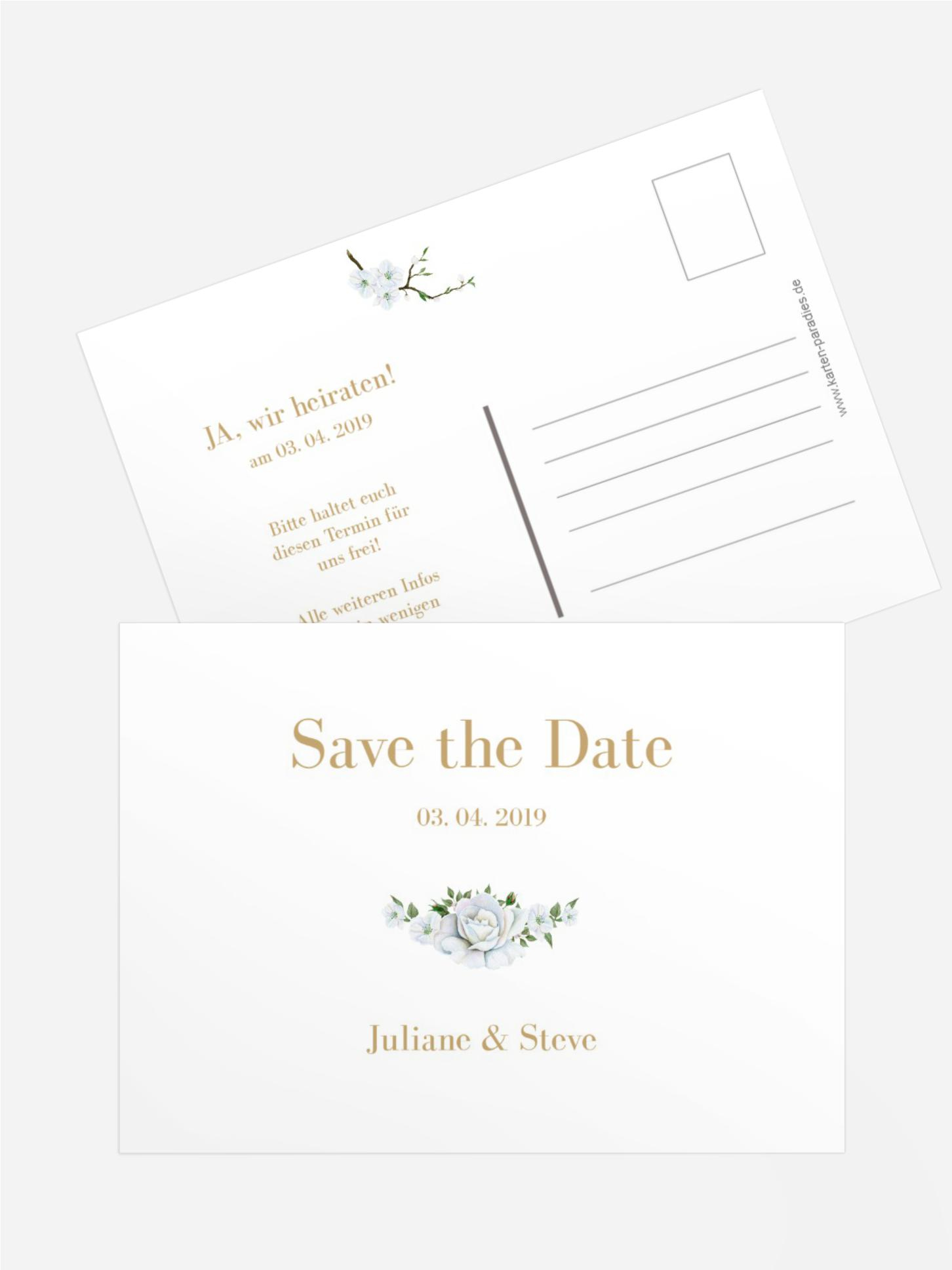 Save the Date Weiße Rose