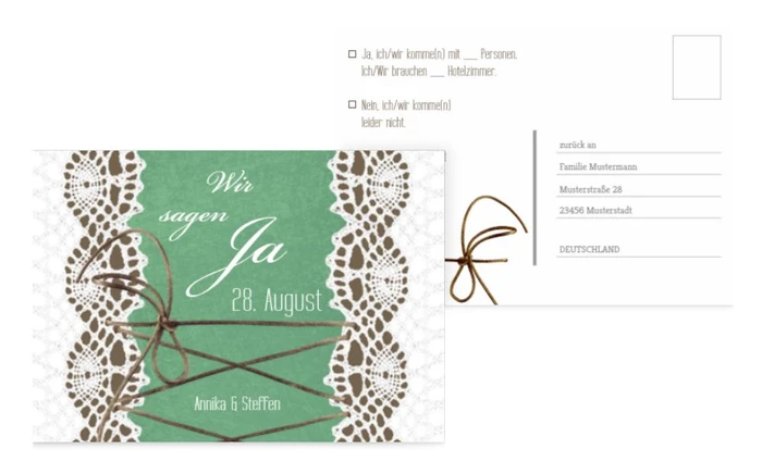 Antwortkarte Vintage Schleife