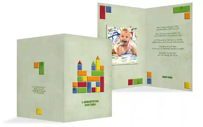 Geburtstagseinladung Bausteine Foto