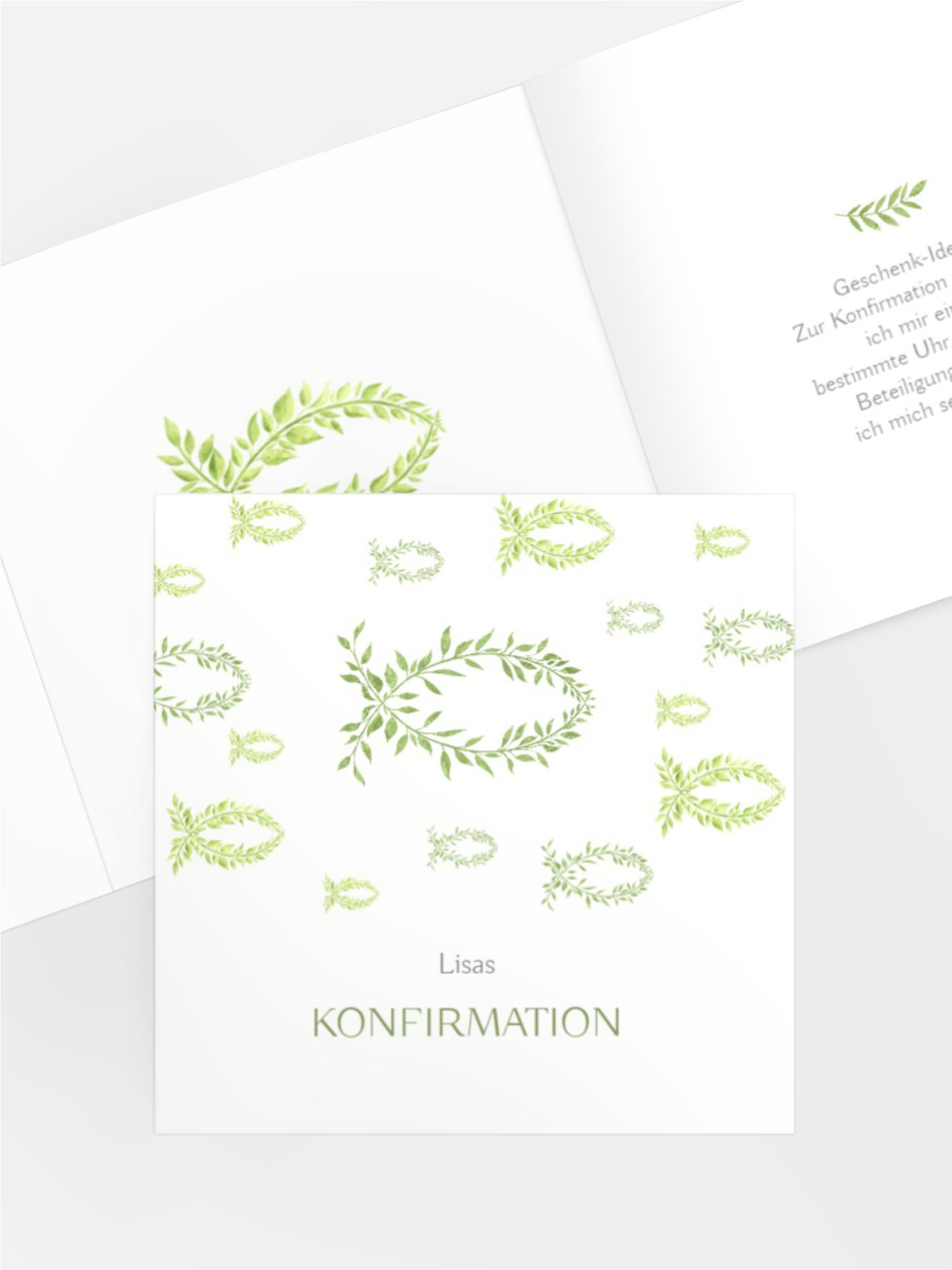 Einladungskarte Kommunion Blühender Fisch