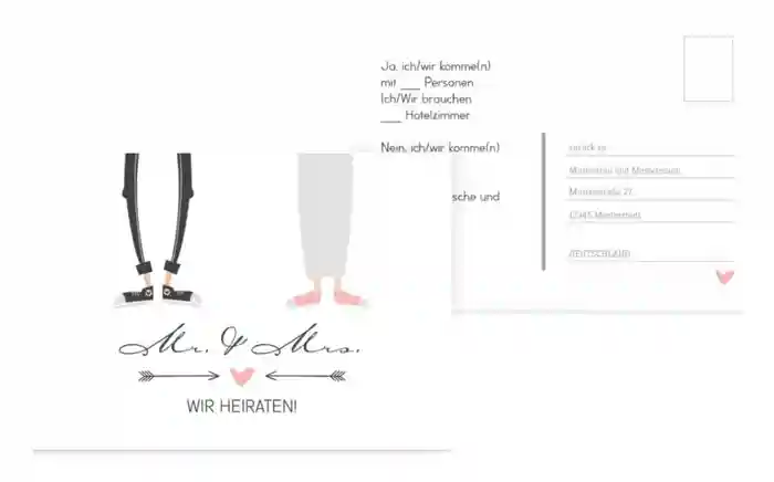 Antwortkarte zur Hochzeit Pärchen Antwortkarte zur Hochzeit Pärchen