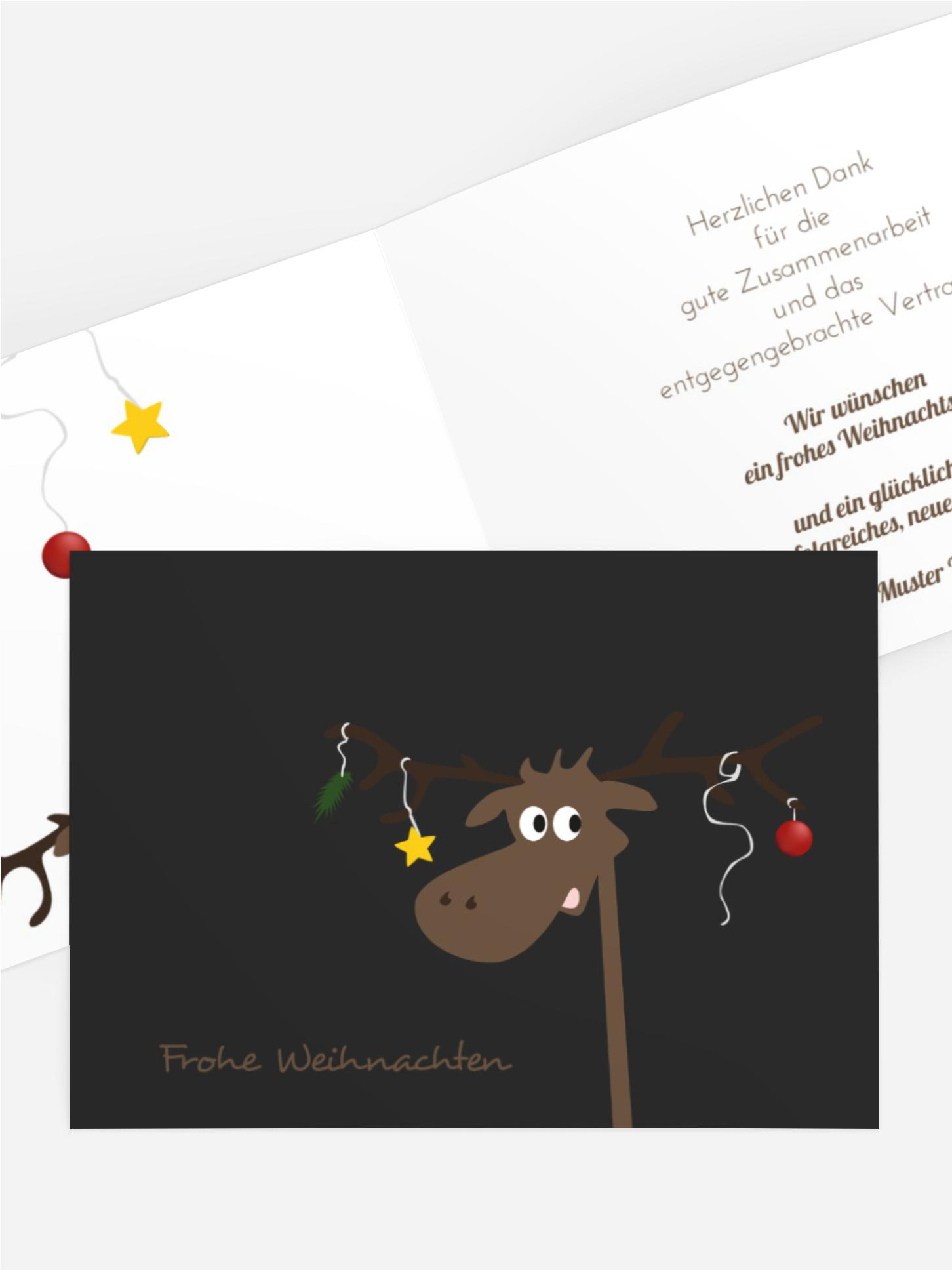 Weihnachts Grußkarte geschäftlich Elch