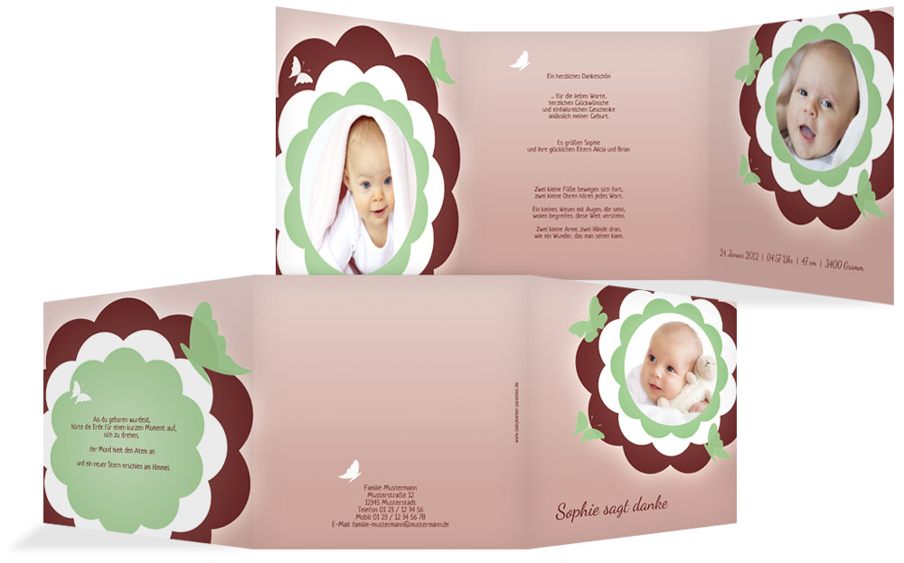 Baby Dankeskarte Blütenzauber Baby Dankeskarte Blütenzauber