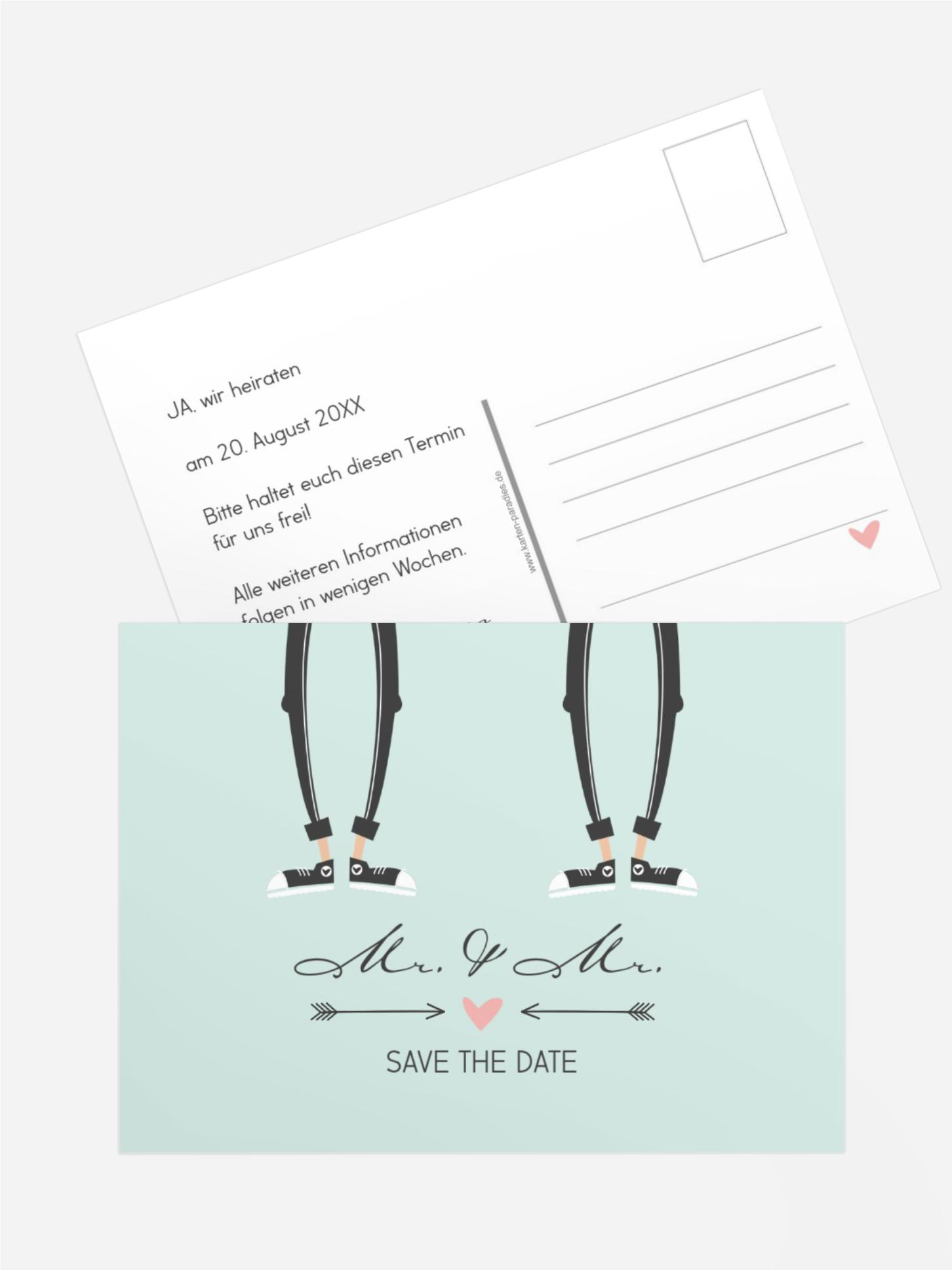 Save the Date Karte zur Hochzeit Pärchen - Männer