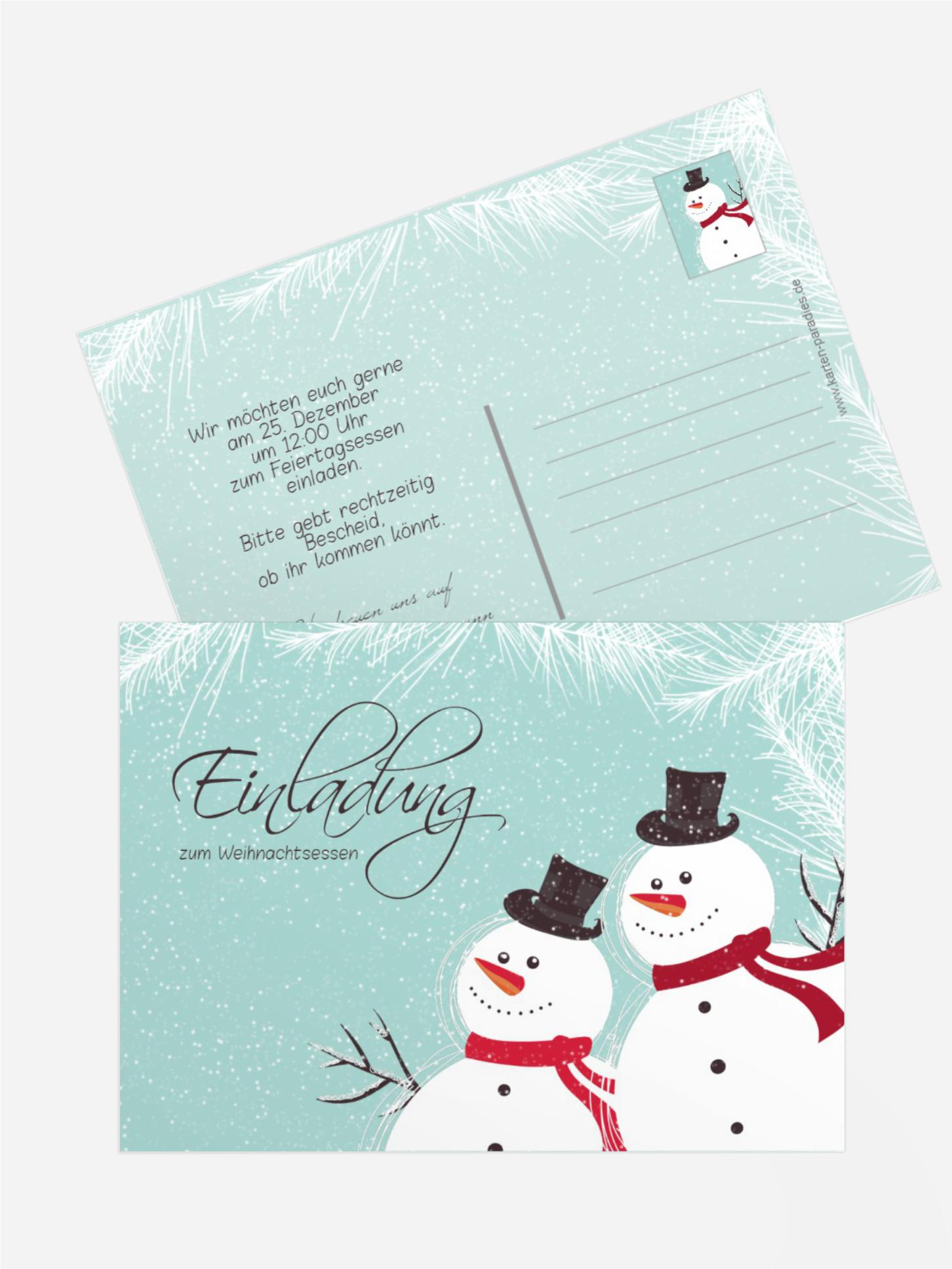Weihnachtseinladung Schneemänner