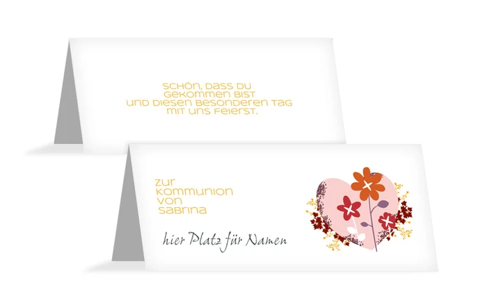 Tischkarte Kommunion Herz