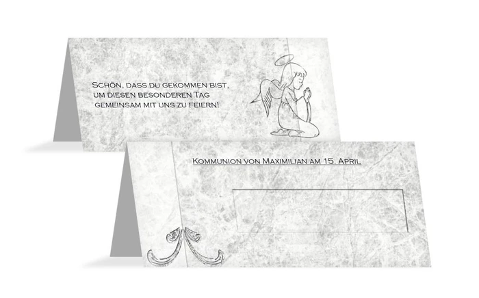 Tischkarte Kommunion Relief-Engelchen Tischkarte Kommunion Relief-Engelchen