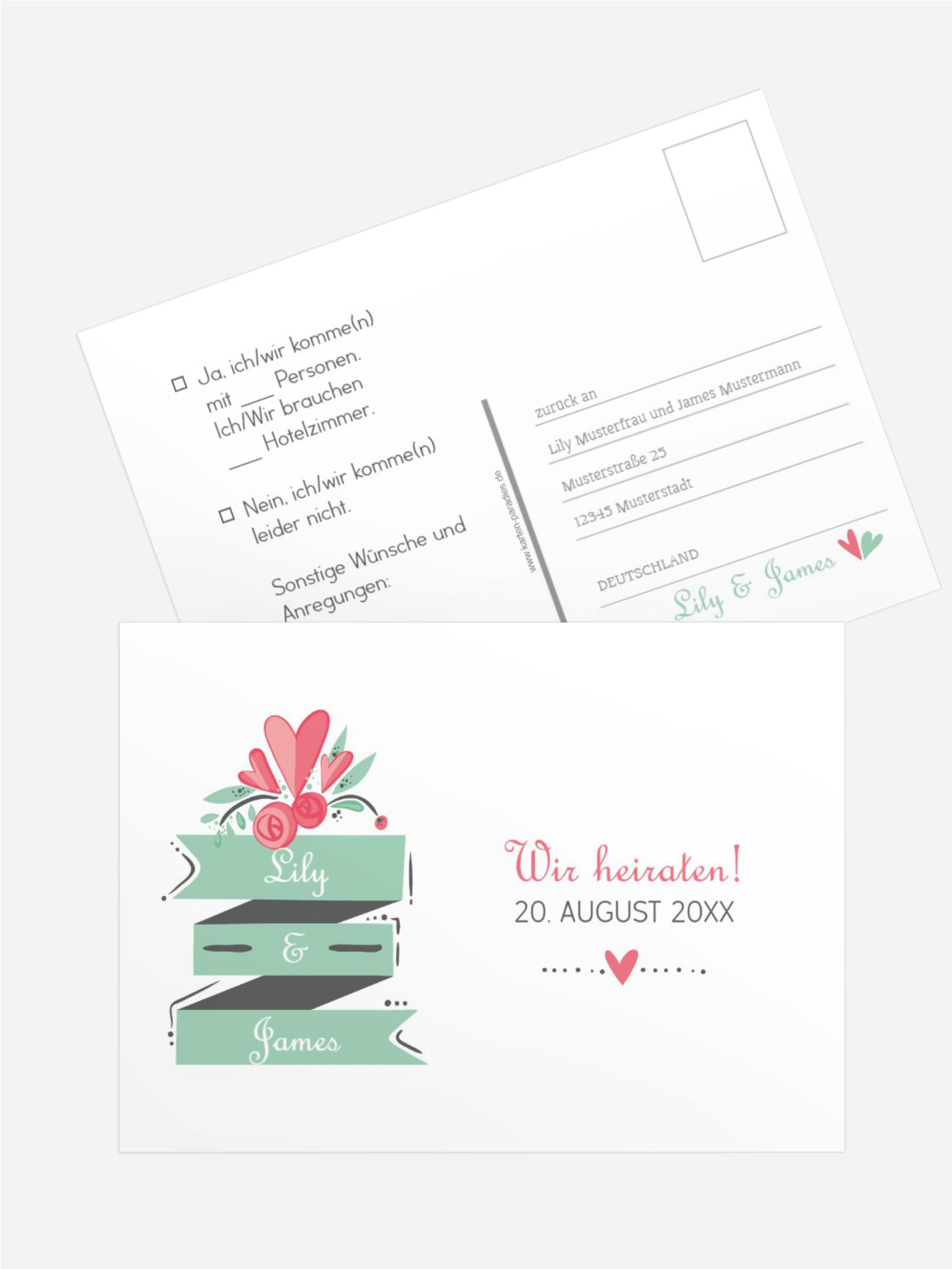 Hochzeit Antwortkarte Du & Ich