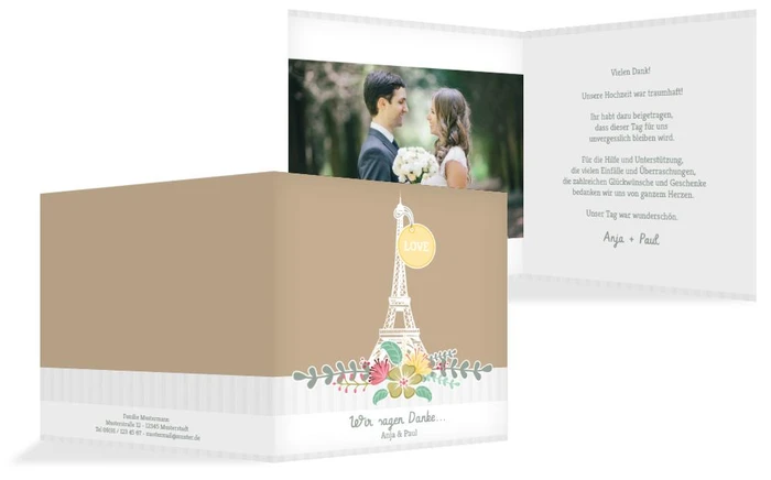 Danksagung zur Hochzeit Paris