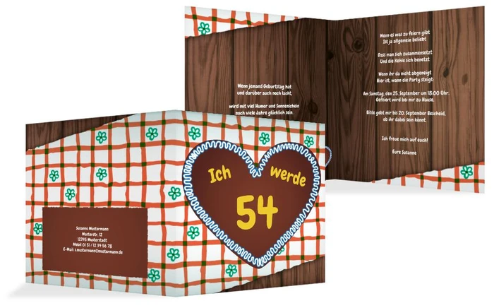 Geburtstagseinladungskarte Lebkuchenherz