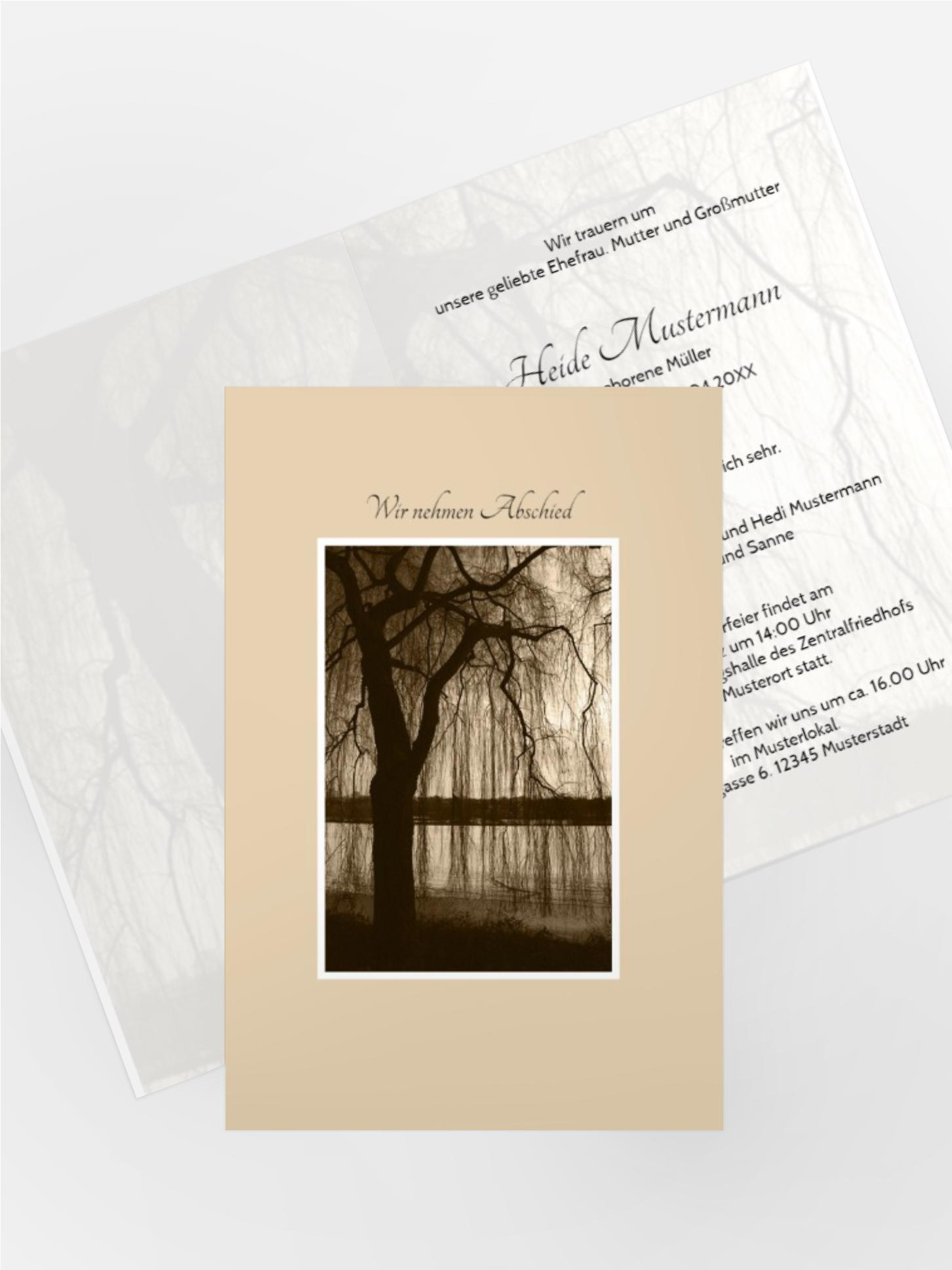 Trauerkarte Baum am See 2 hoch