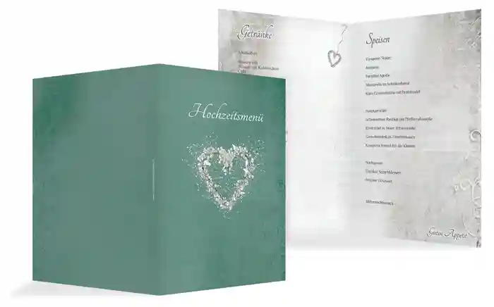 Menükarte glamour heart