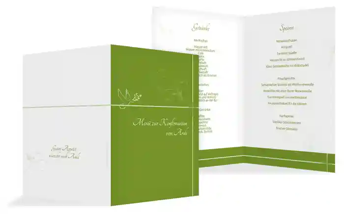 Menükarte zur Konfirmation floral
