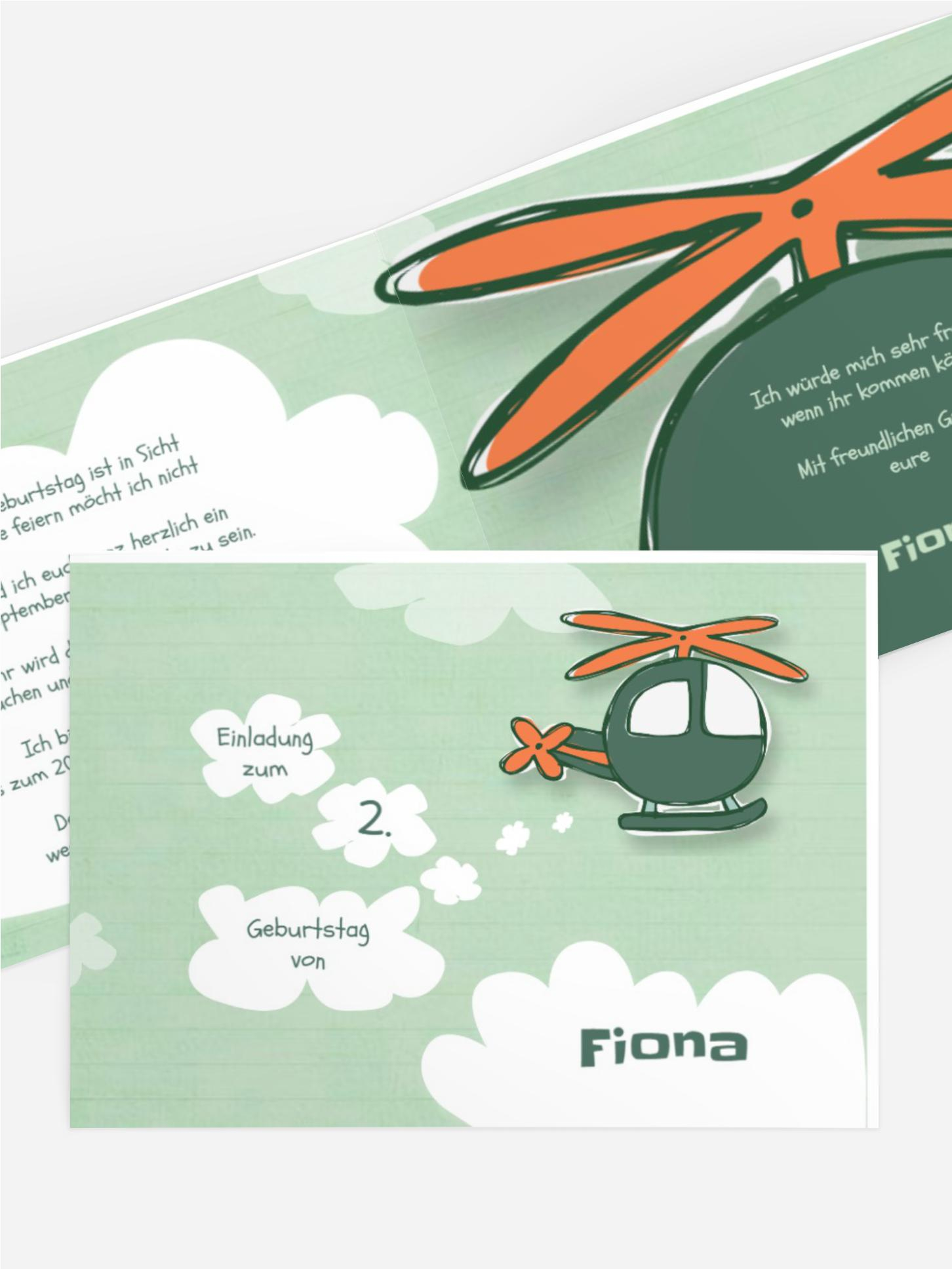 Kindergeburtstagseinladung "Hubschrauber"