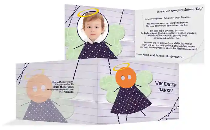 Dankeskarte Taufe Stoffengelchen