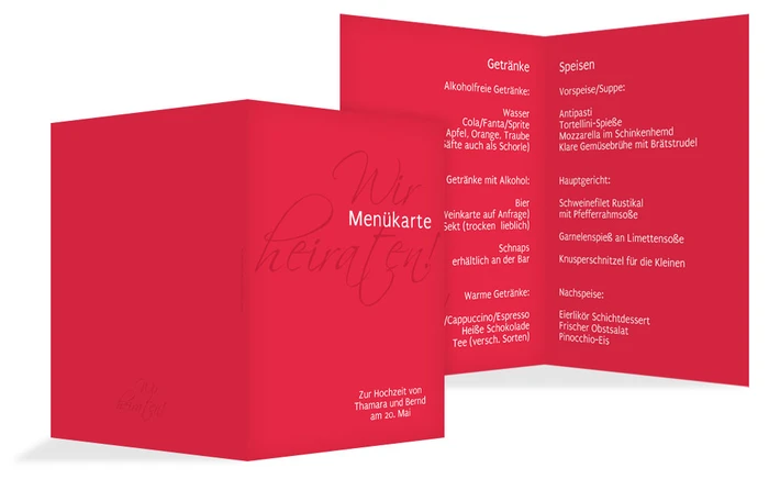 Menükarte Liebesbrief