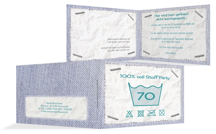 Einladung zum Geburtstag Waschzettel 70