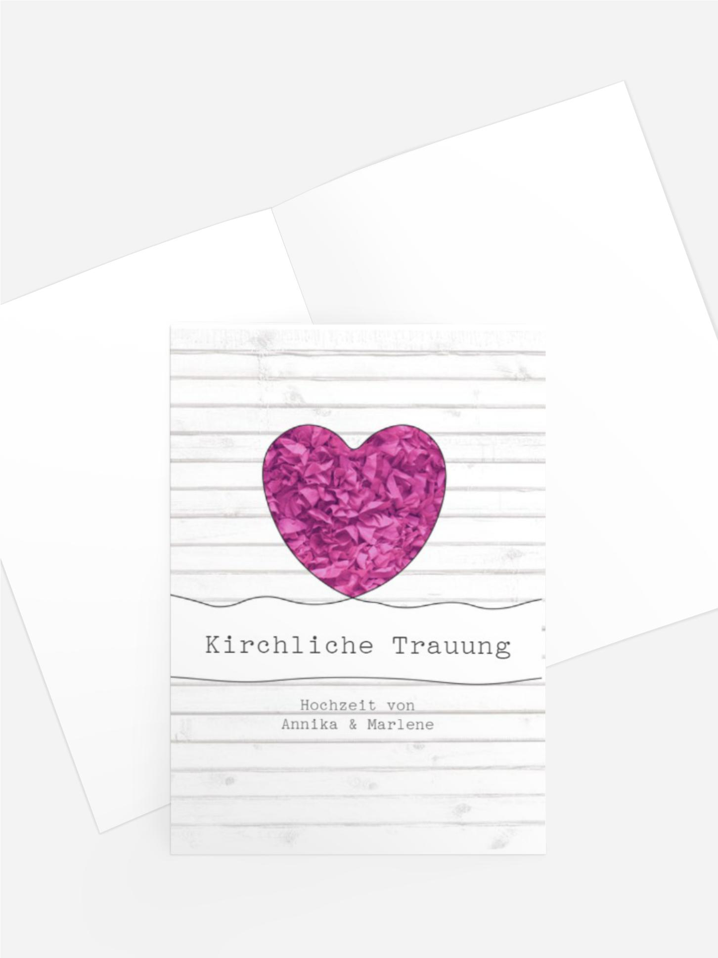 Kirchenheft Umschlag zur Hochzeit Mrs+Mrs