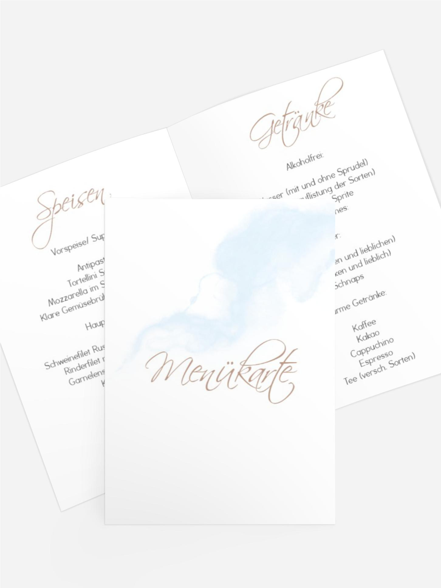 Menükarte Wolkig schön