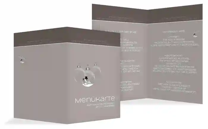 Menükarte Weihnachten Schneekugel