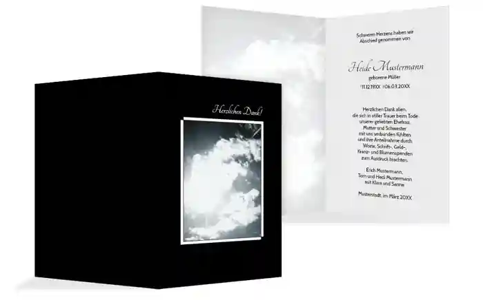 Dankeskarte Wolkenhimmel hoch