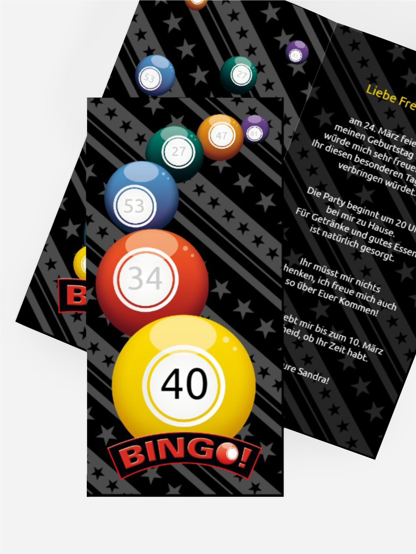 Einladung zum Geburtstag Bingo 40 Foto Einladung zum Geburtstag Bingo 40 Foto