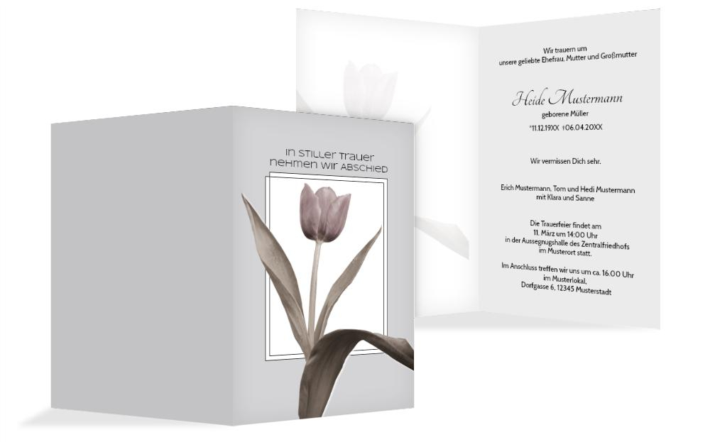 Trauerkarte Tulpe hoch Trauerkarte Tulpe hoch