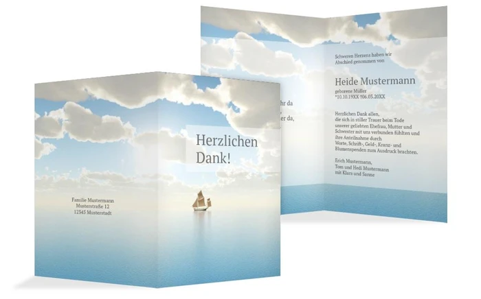 Dankeskarte Schiff hoch