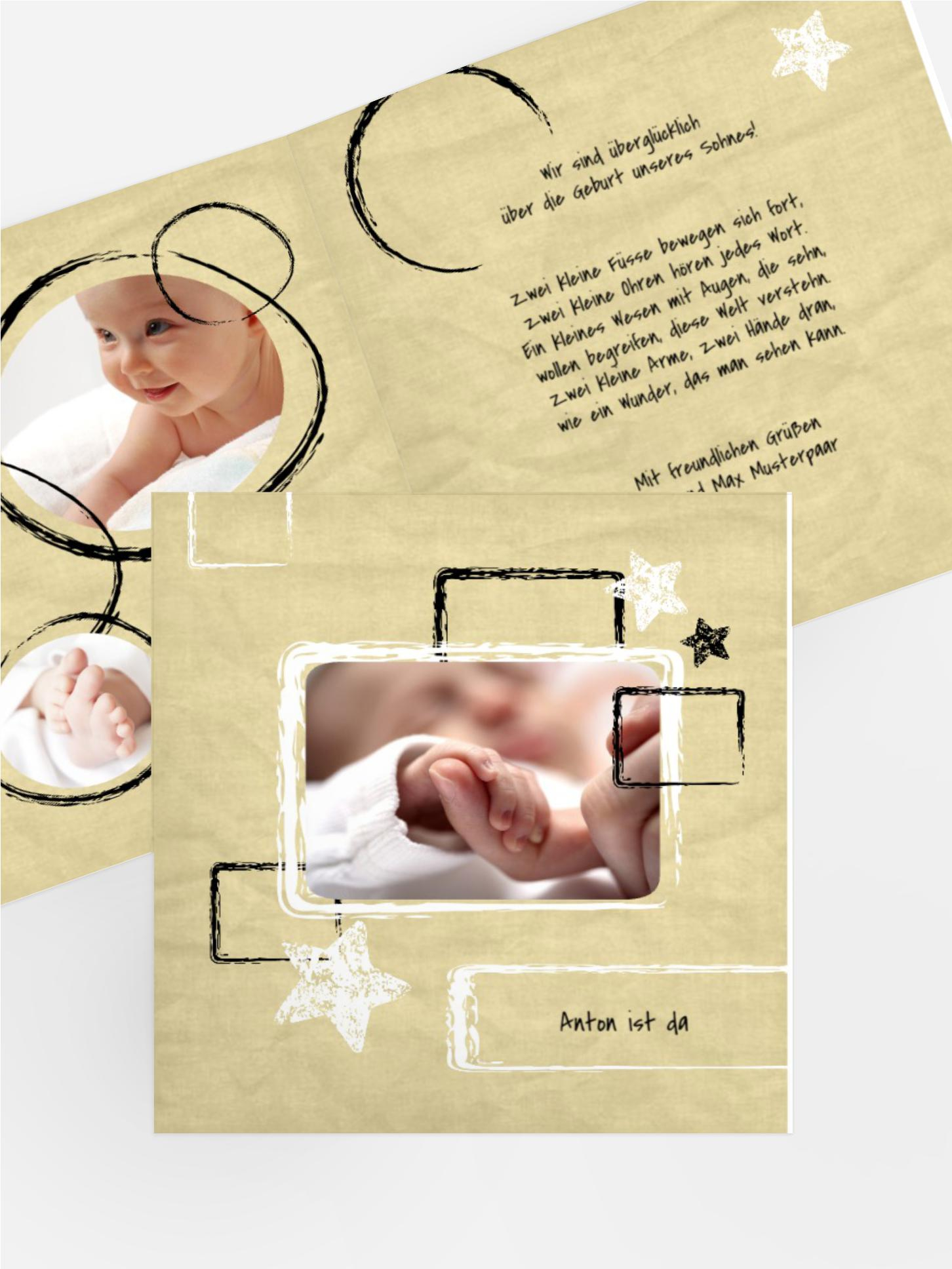 Babykarte Kreidepapier Babykarte Kreidepapier