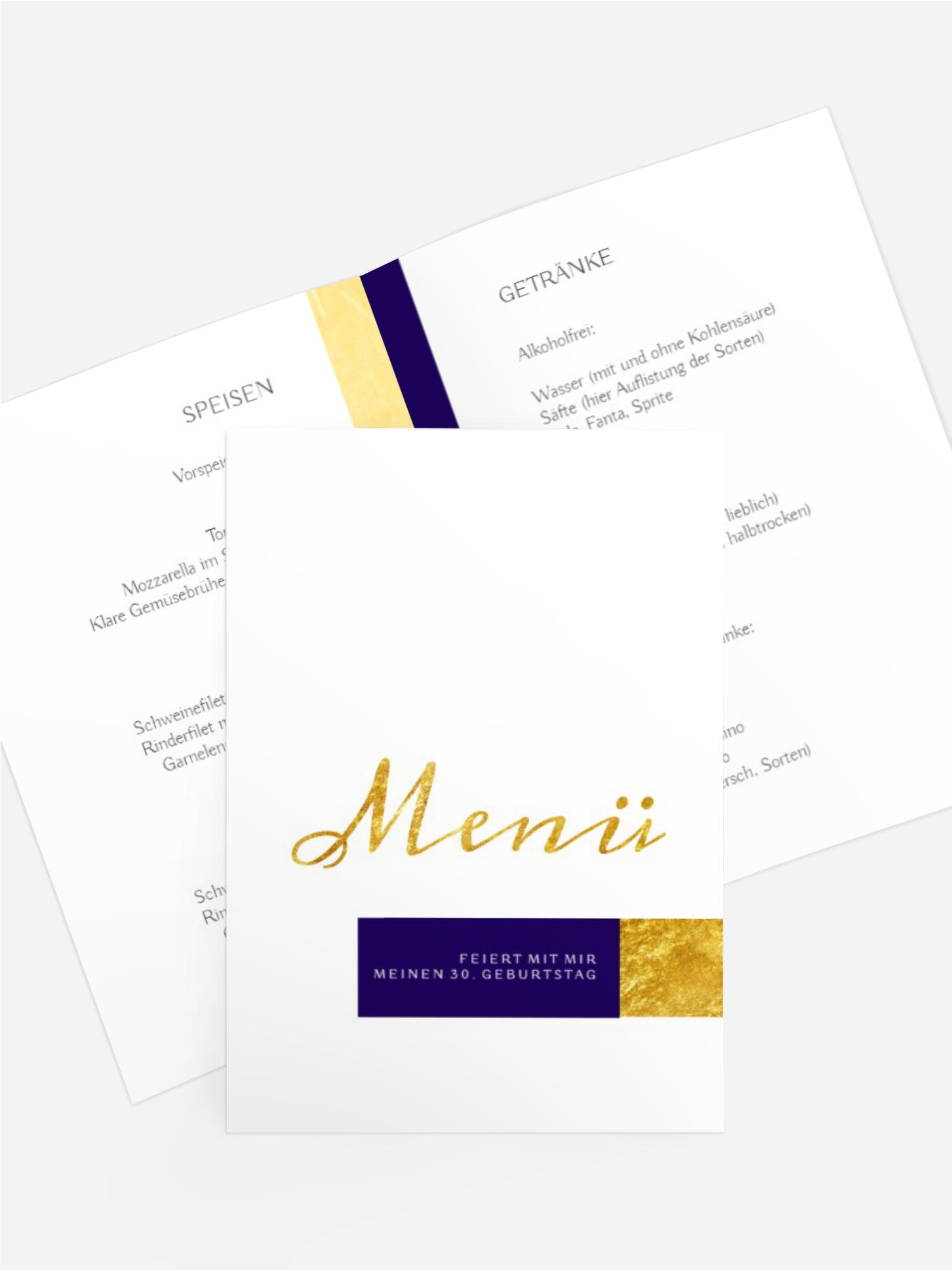 Menükarte Geburtstag  Porträt