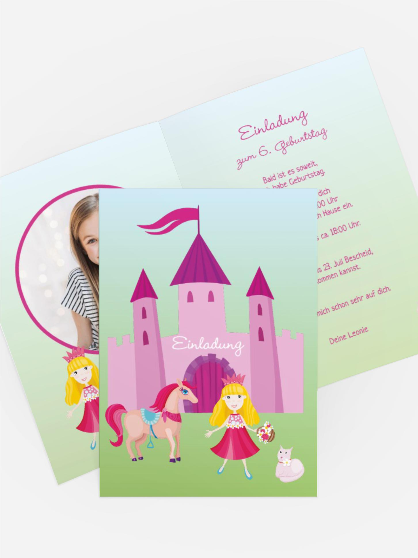 Kindergeburtstagseinladung "Märchenprinzessin mit Foto"