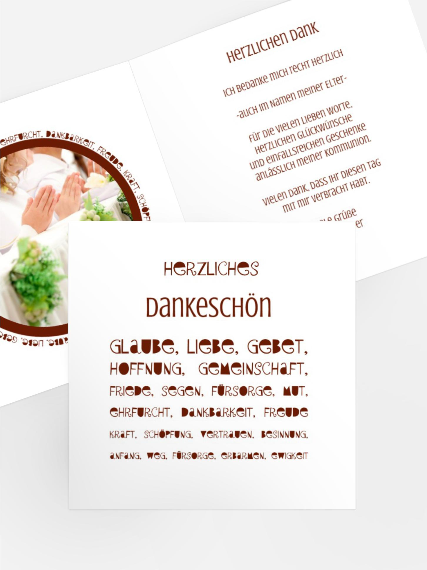 Dankeskarte Kommunion Spruchkreis