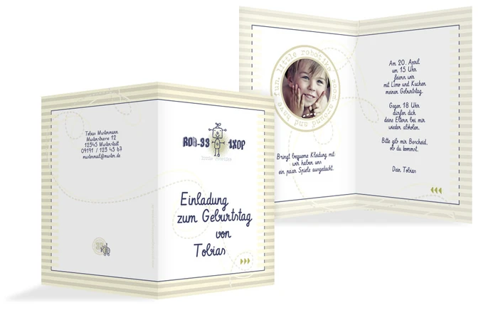 Einladungskarte Geburtstag kleiner Roboter Foto