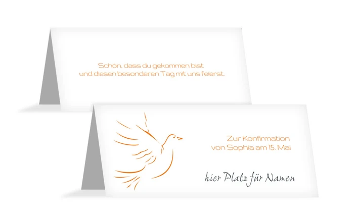 Tischkarte Konfirmation Pigeon