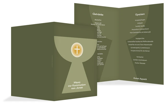 Kommunion Menükarte Kelch mit Hostie Kommunion Menükarte Kelch mit Hostie