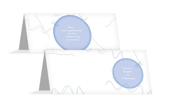 Tischkarte Taufe Stickmuster