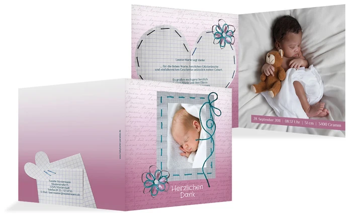 Geburt Dankeskarte Schnipp-Schnapp