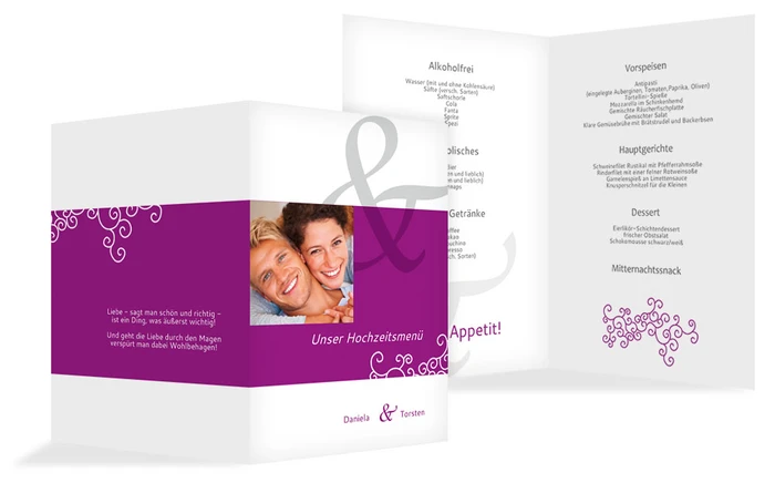 Menükarte Band der Liebe